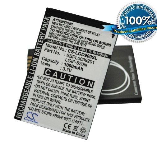 LG GD900, GD900 Crystal, BL40 Chocolate mobile phone battery 1000mAh