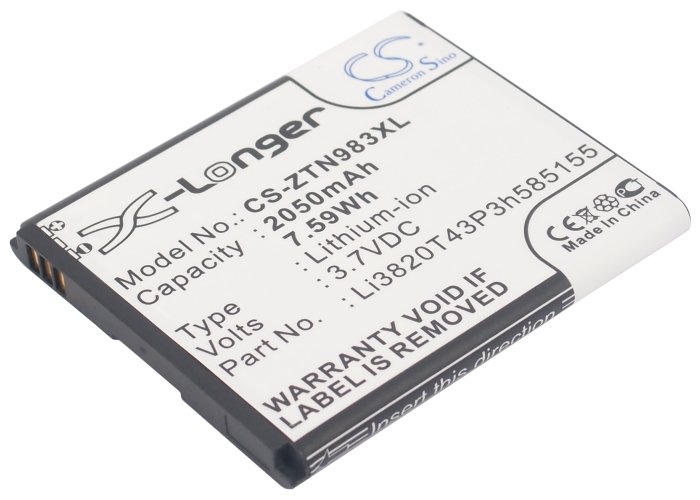 ZTE Li3820T42P3h585155, Li3820T43P3h585155 mobile phone battery 2050mAh
