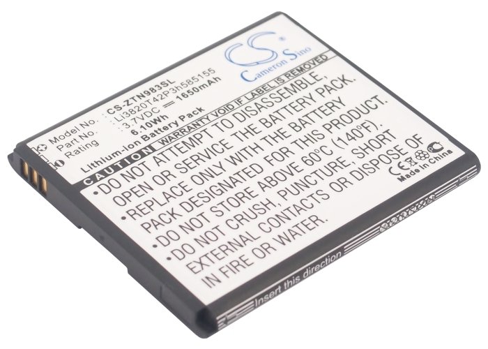 ZTE Li3820T42P3h585155, Li3820T43P3h585155 mobile phone battery 1650mAh