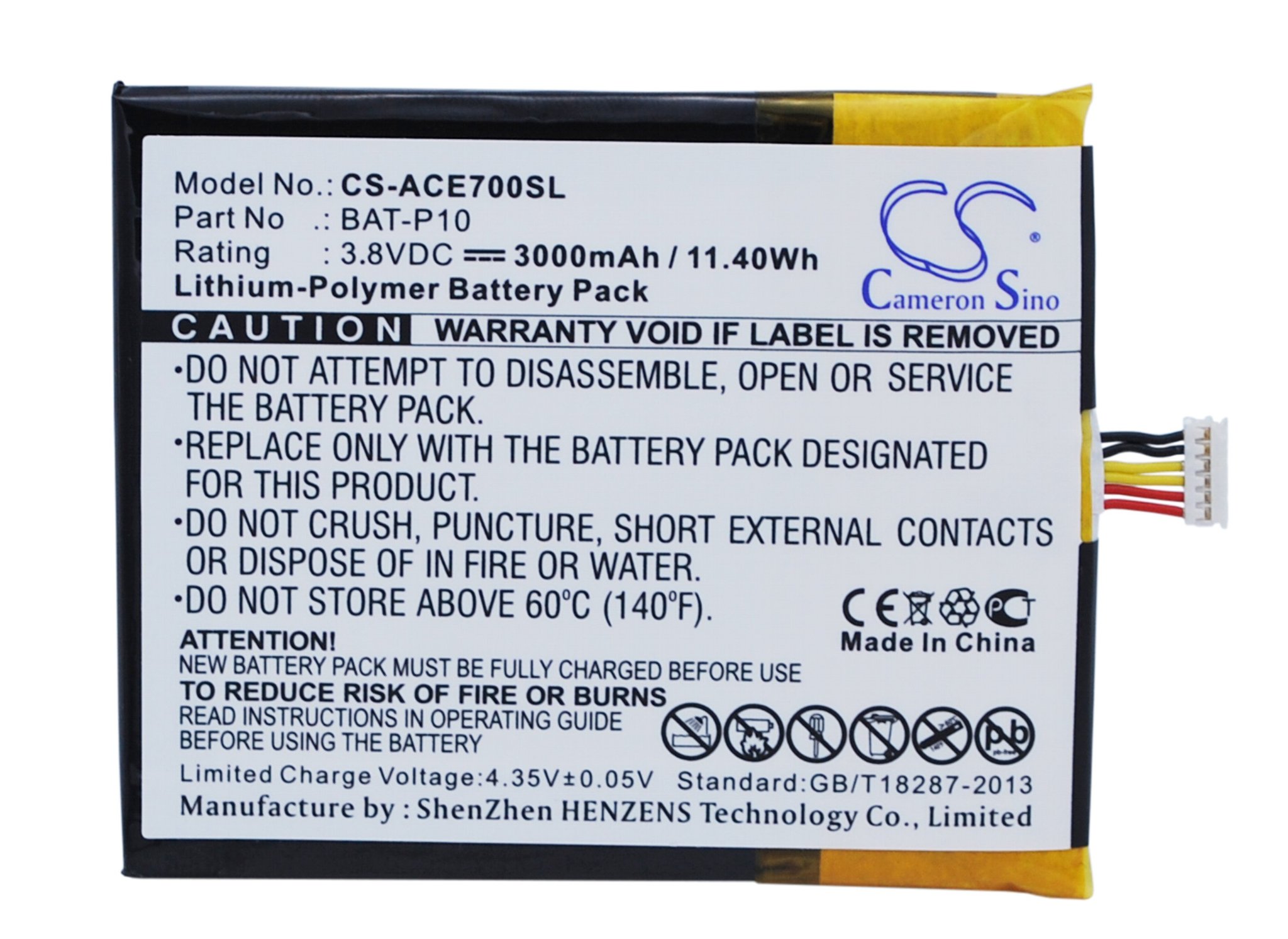 Acer E39, Liquid E700 3000mAh аккумулятор телефона