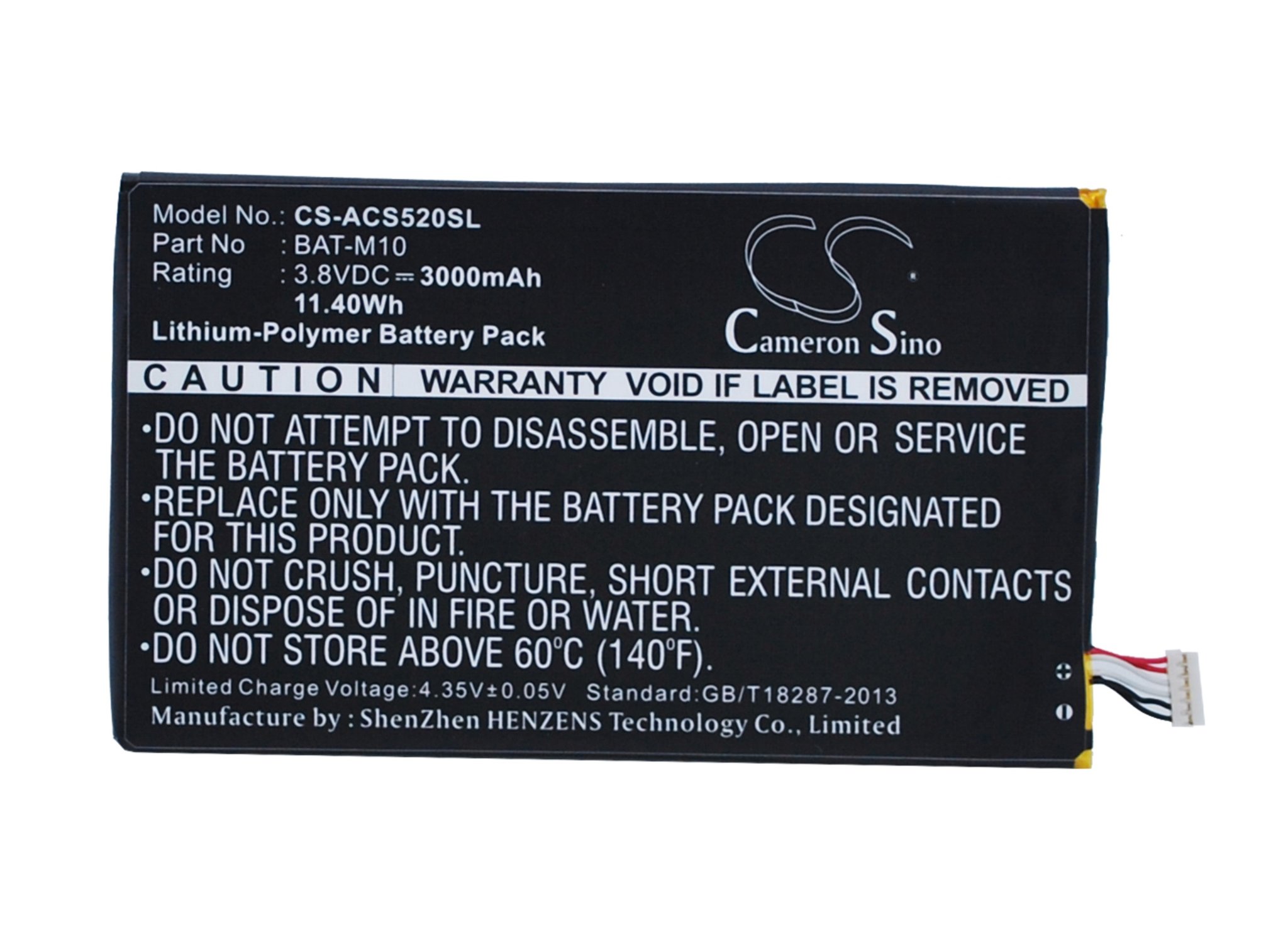 Acer BAT-M10, 1CP415793L1 1S1P, BAT-M10(1ICP5/58/94), KT.0010S.007 3000mAh аккумулятор телефона