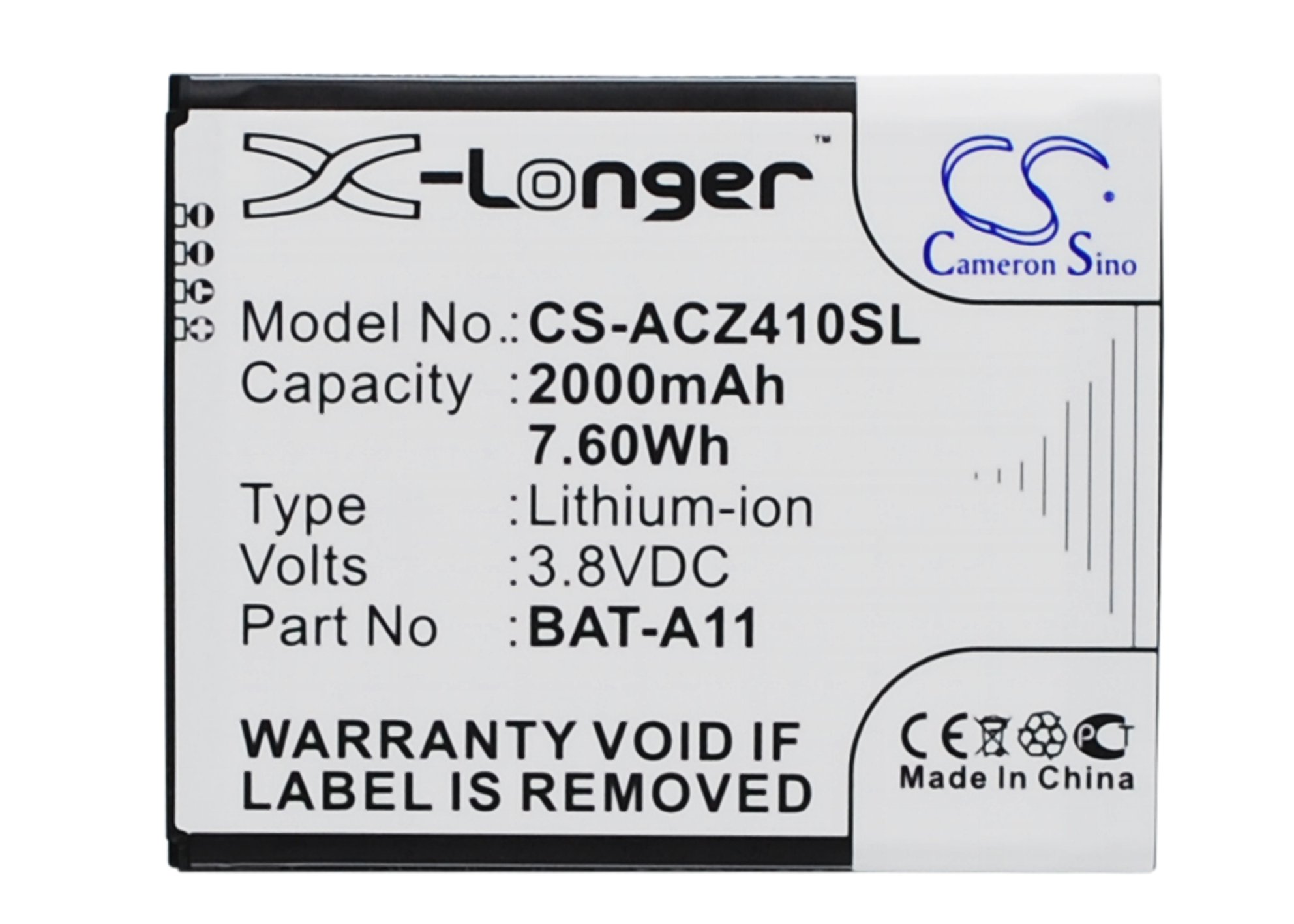 Acer BAT-A11, BAT-A11(1ICP5/51/62), KT.0010K.007 2000mAh аккумулятор телефона