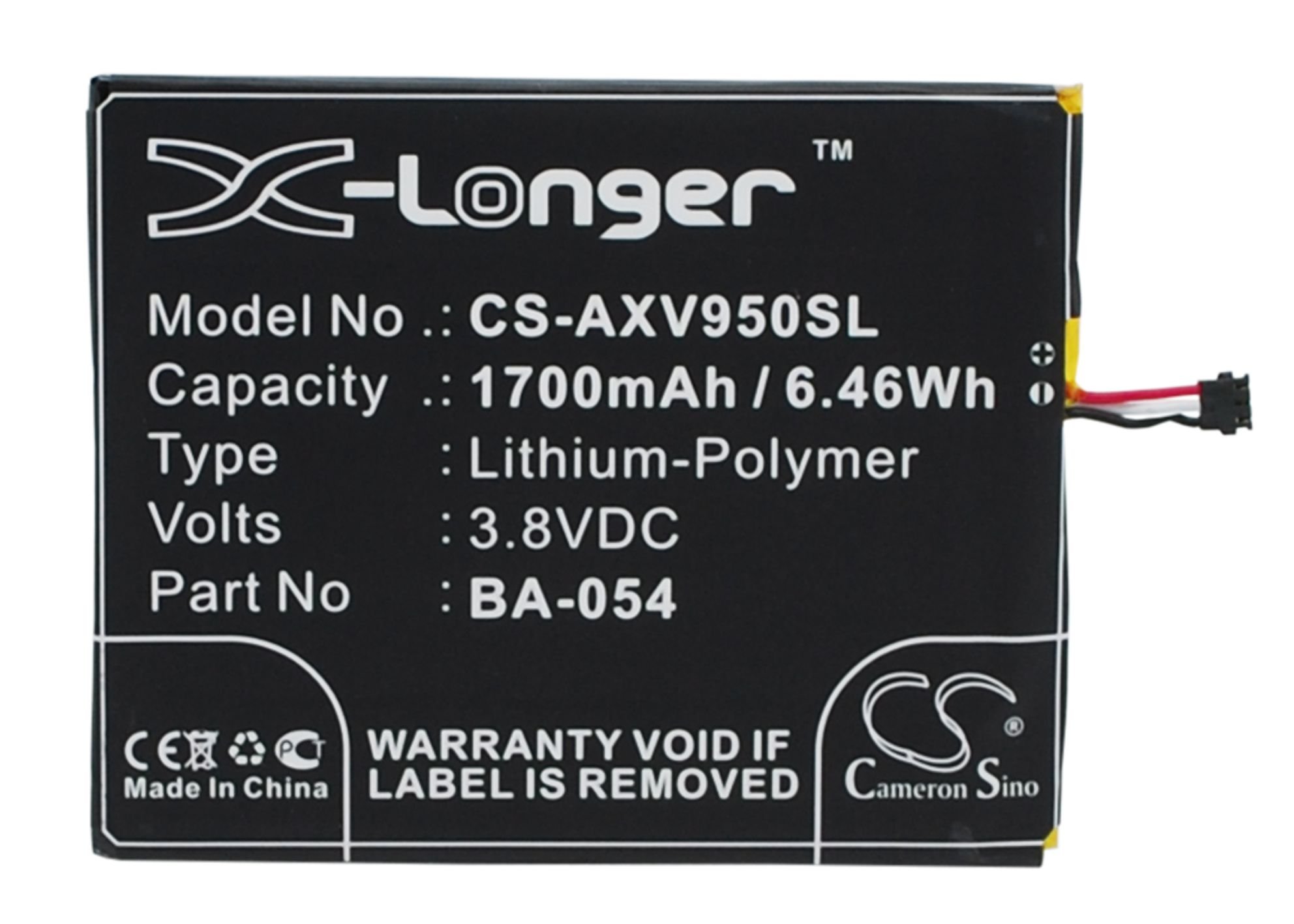 AUX i AUX i7 Air, V950+ 1700mAh mobile phone battery