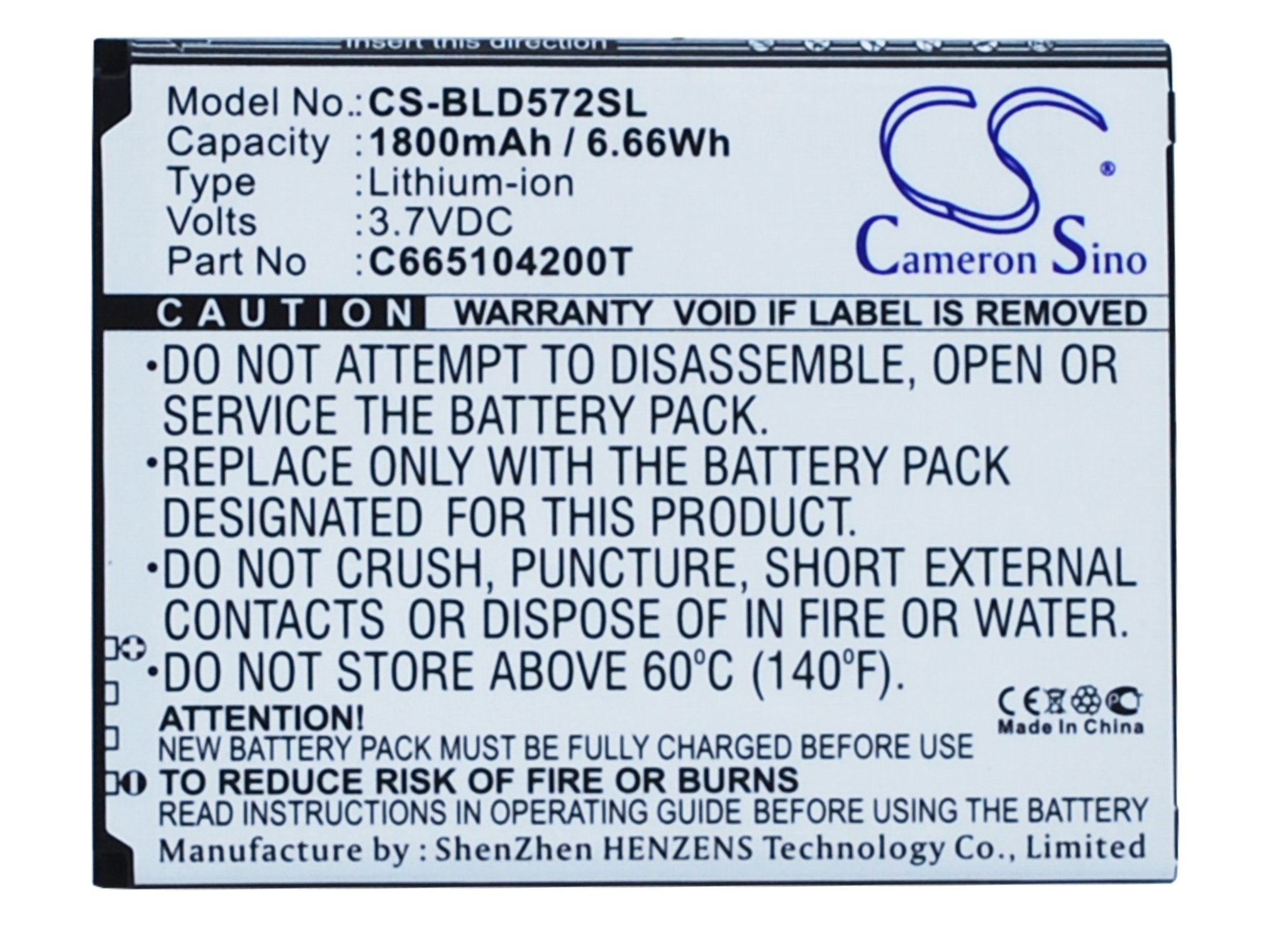 BLU Studio 5.0S, D572A, Y530Q 1800mAh mobile phone battery