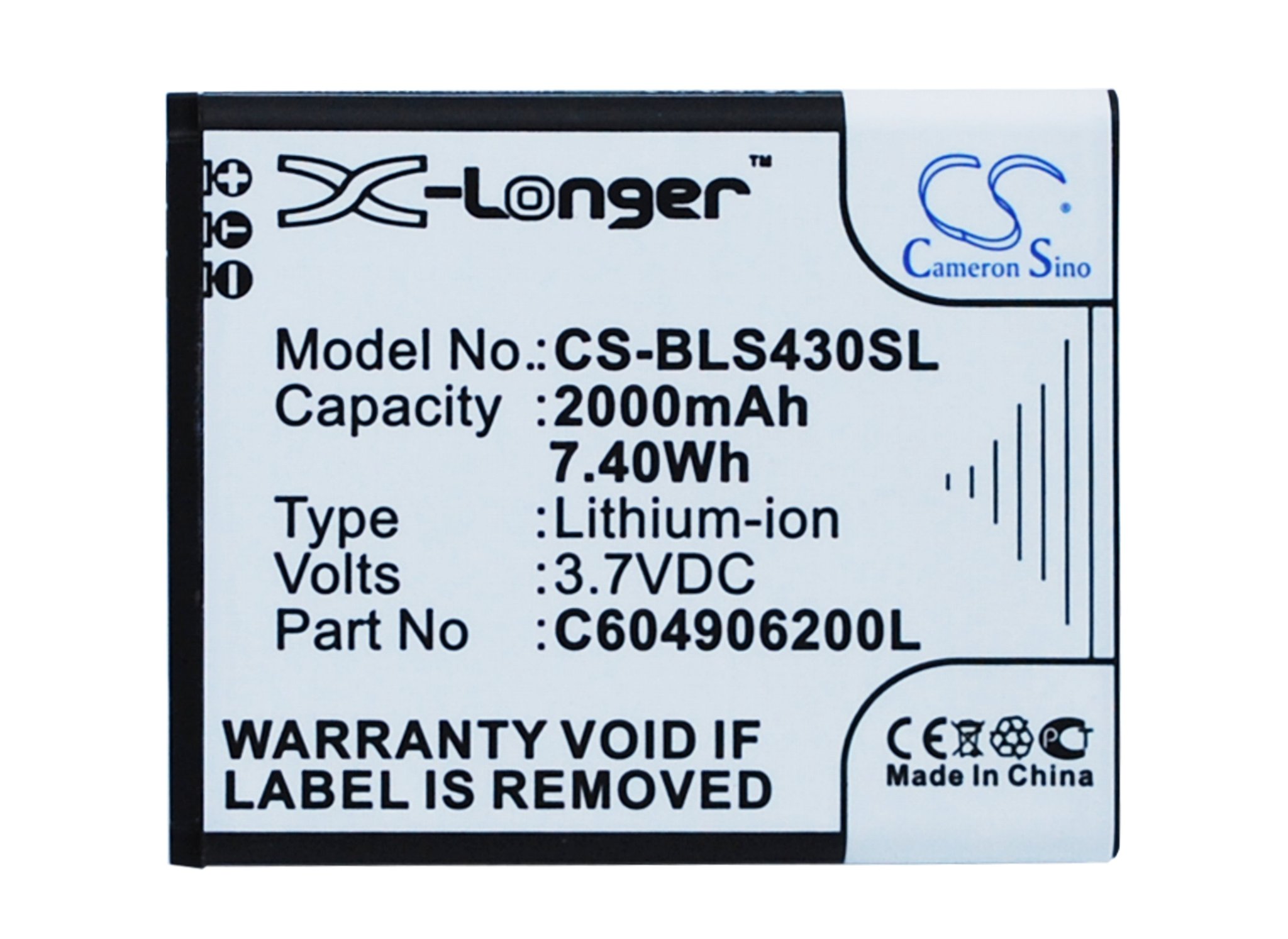 BLU Sport 4.5, S430L, S430U, Dash 4.5, D310 2000mAh mobile phone battery