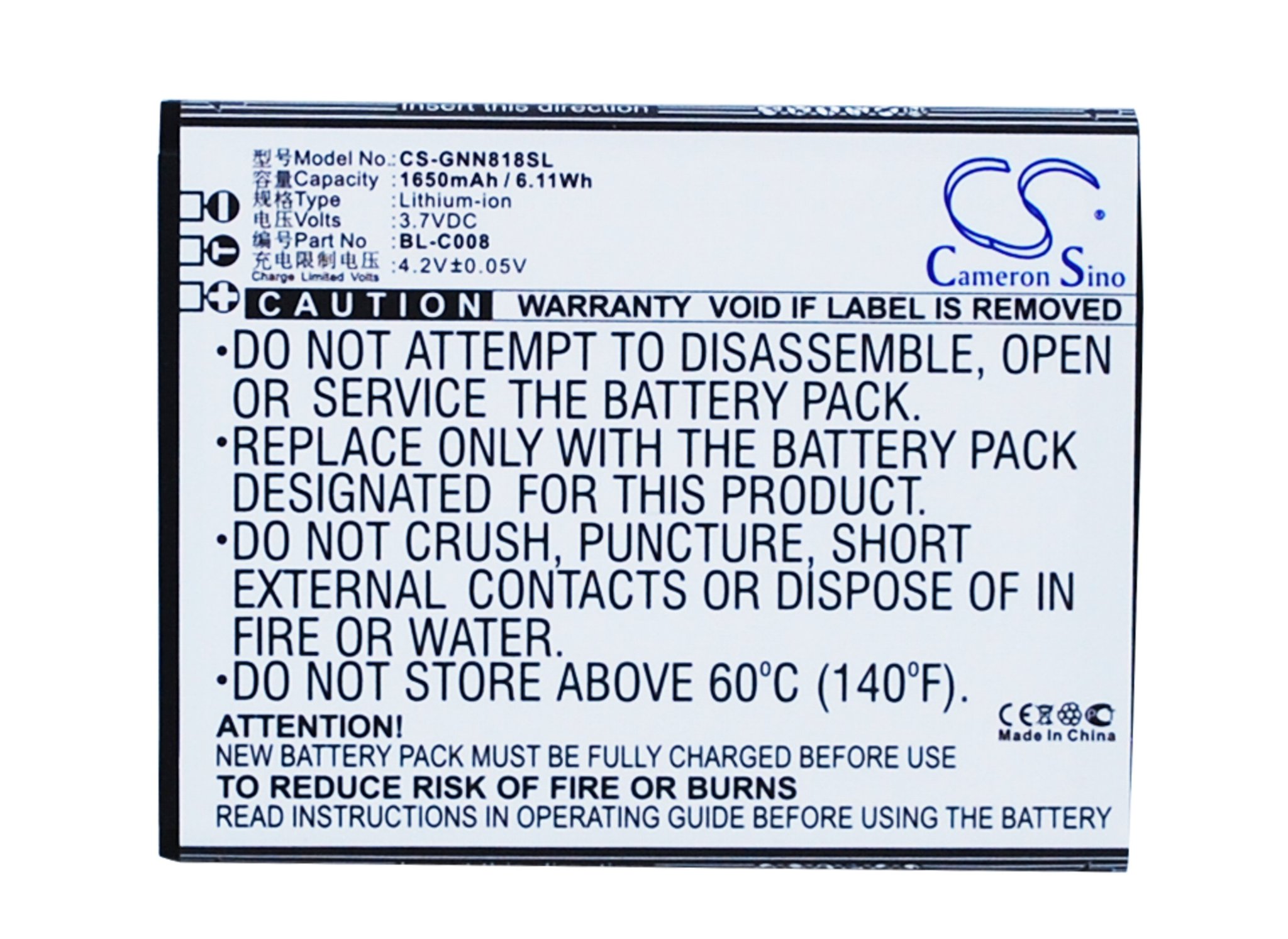 Gionee BL-C008 1650mAh akumulatoru