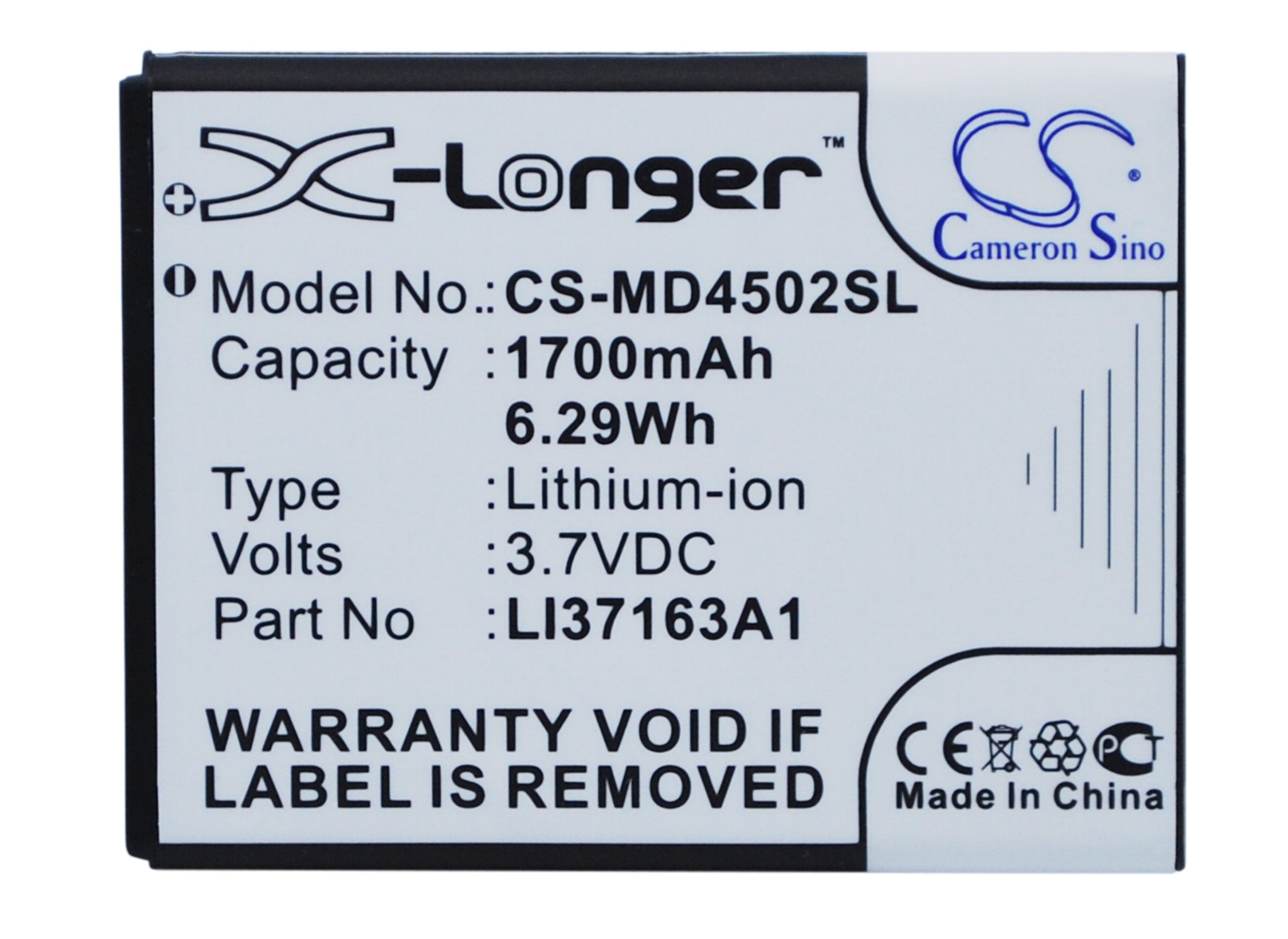 Medion LI37163A1, LI3716U 1700mAh mobiiltelefoni aku