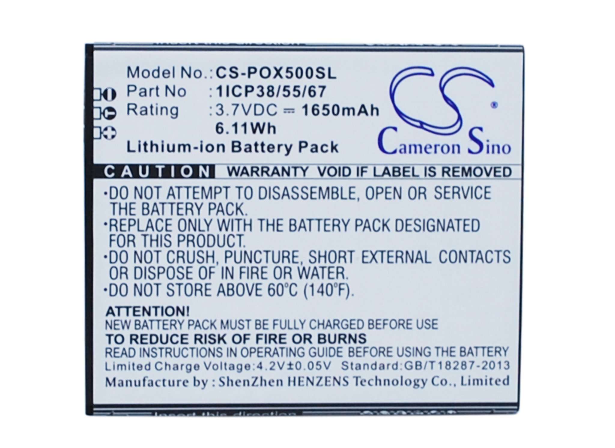 Posh 1ICP38/55/67 1650mAh akumulatoru