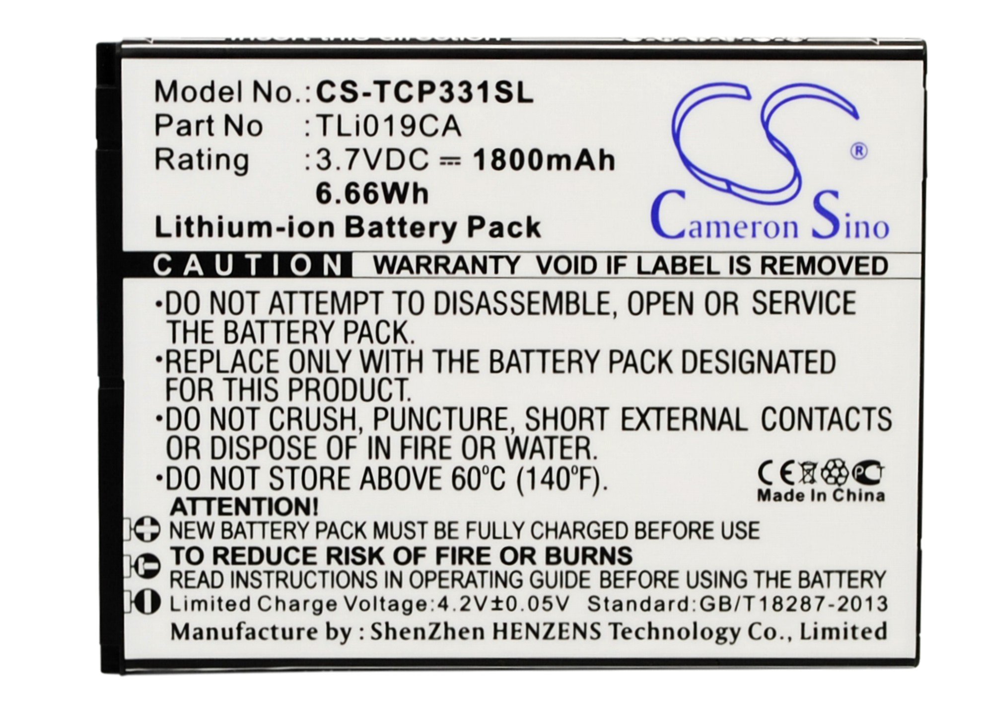 TCL TLi019CA 1800mAh mobile phone battery