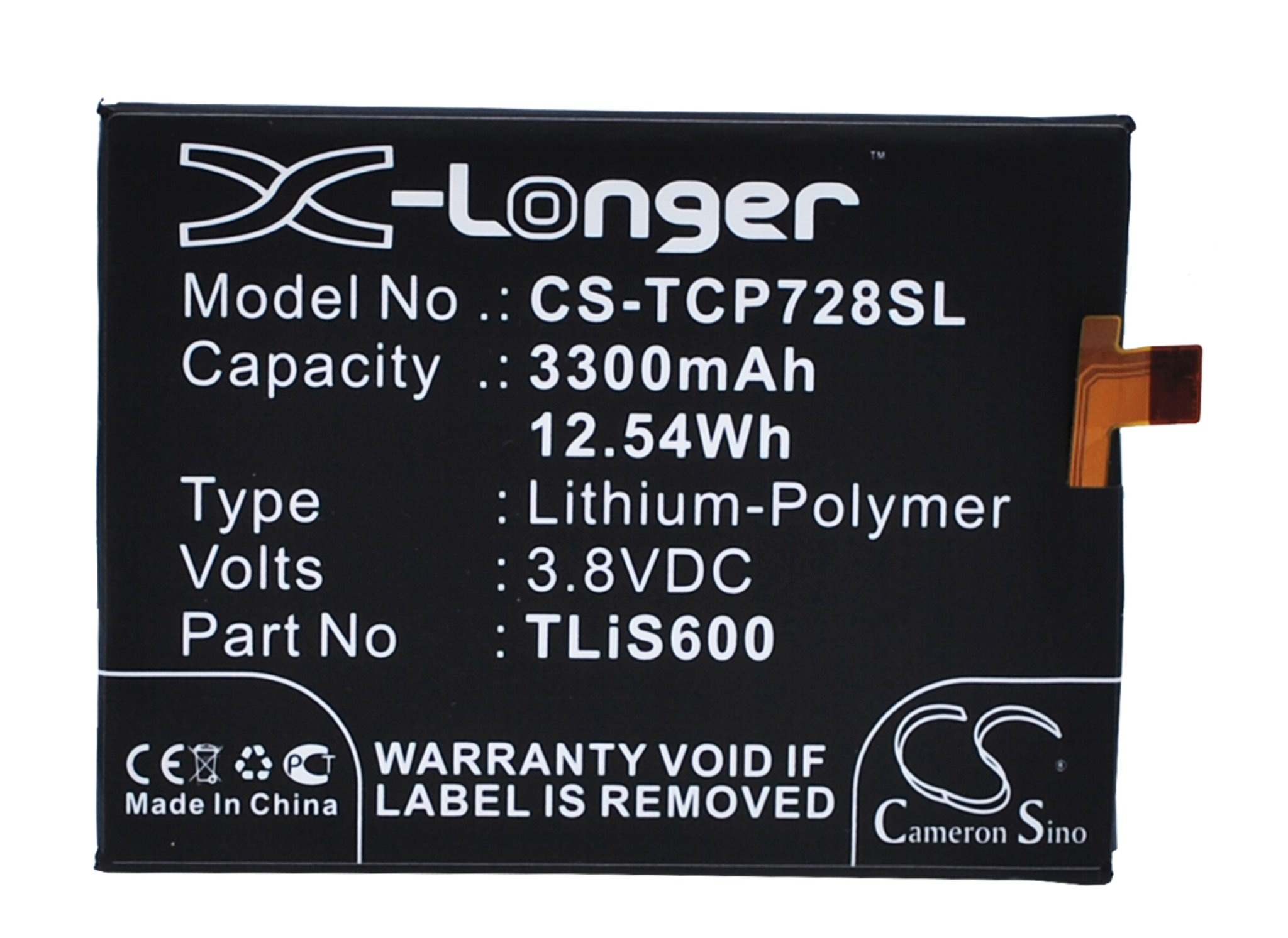 TCL TLiS600 3300mAh mobile phone battery