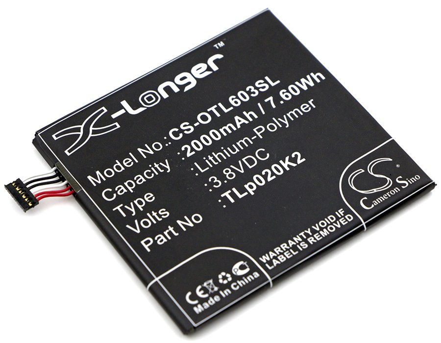 Alcatel 6039S-2AALUS7, TLp020K2 3.8V 2000mAh Li-Polymer Mobile Phone аккумулятор