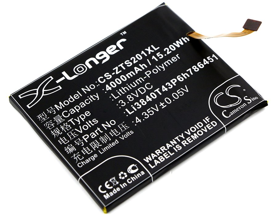 ZTE S2014, Voyage Plus, Li3840T43P6h786451 3.80V 4000mAh Li-Polymer mobile phone battery