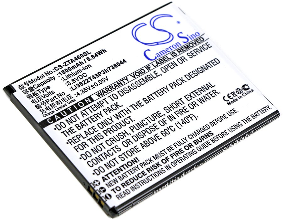 ZTE Blade A460,Li3822T43P3h736044 3.80V 1800mAh Li-ion mobile phone battery