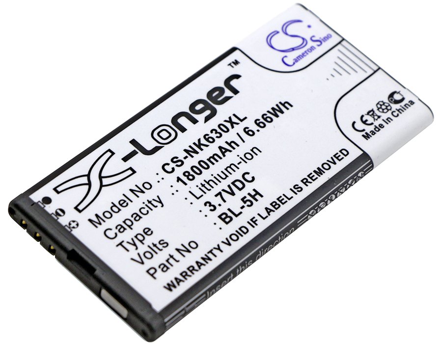 Nokia Lumia 630, Lumia 636, Lumia 638, Lumia 635, RM-975, BL-5H 3.70V 1800mAh Li-ion telefoni aku