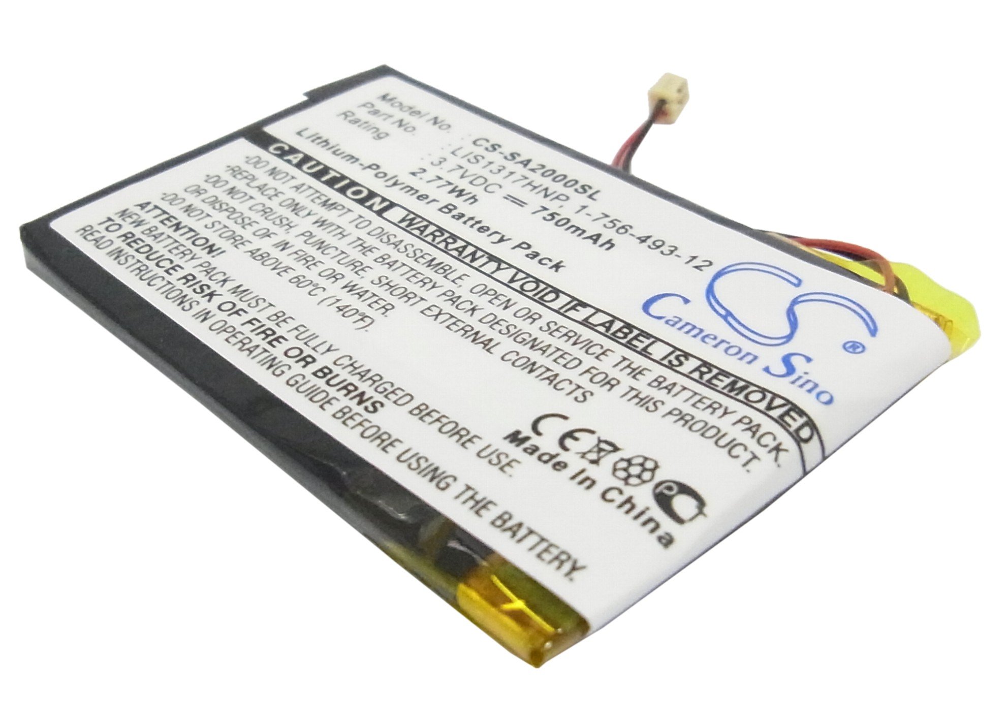 Sony LIS1317HNP, 1-756-493-12, 5427B MP3 player battery 750mAh