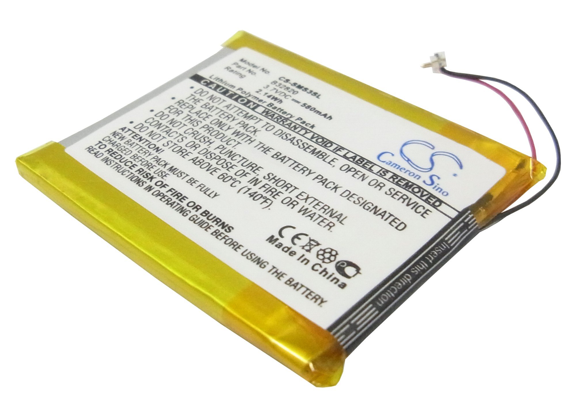 Samsung YP-S3JALY, YP-S3JAGY, YP-S3JAWY akumulatoru 580mAh Li-PL