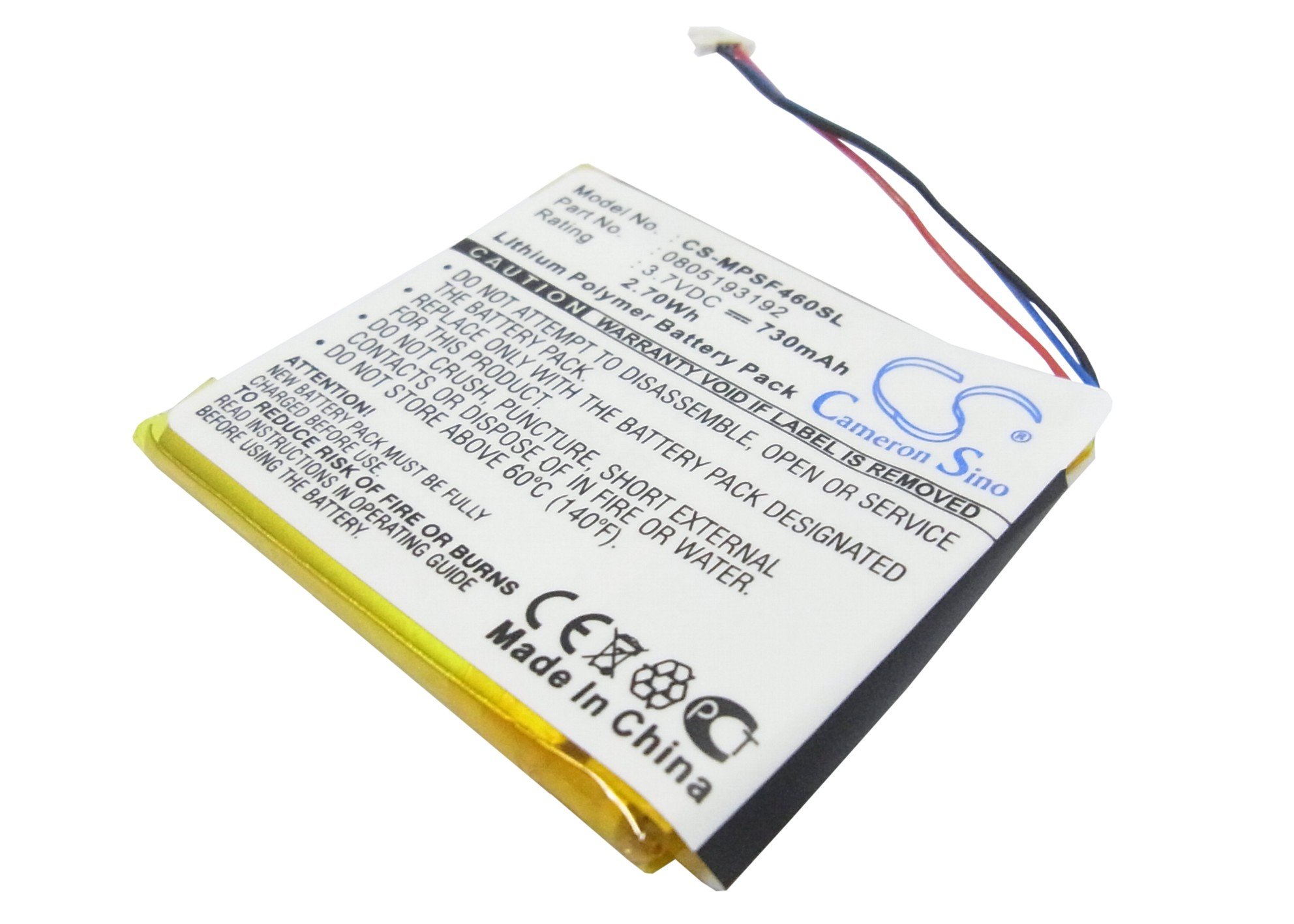 SanDisk 805193192 MP3 akumulatoru 600mAh Li-PL