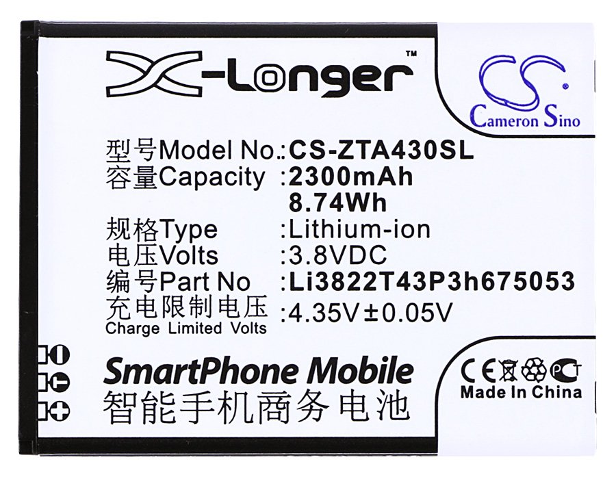 ZTE Li3822T43P3h675053 Li-ion telefonu akumulatoru 2300mAh