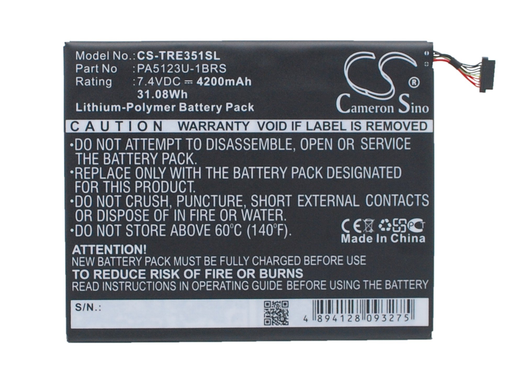 Toshiba PA5123U-1BRS tablet battery 4200mAh