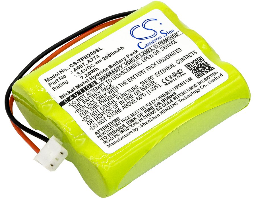 TPI 160AAH3BML, A007, A774 3.6V 2000mAh Ni-MH seadme aku