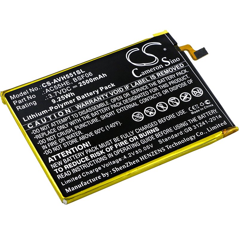 Archos AC55HE, BSF06 3.7V 2500mAh Li-Polymer mobile phone battery