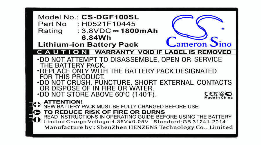 Doogee H0521F10445 3.8V 1800mAh Li-ion mobile phone battery