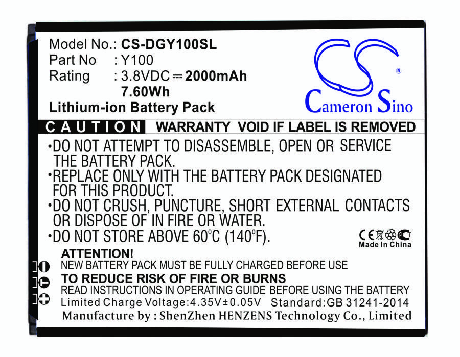 Doogee Y100 3.8V 2000mAh Li-ion Mobilephone akumulatoru