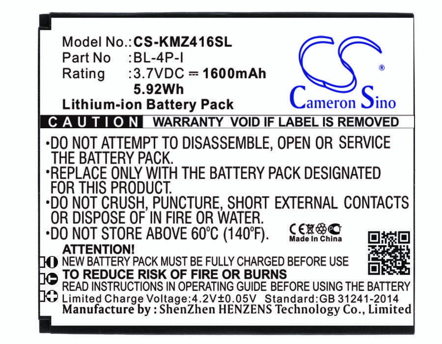 Kruger&Matz BP-4C-I 3.7V 1600mAh Li-ion Mobilephone aккумулятор