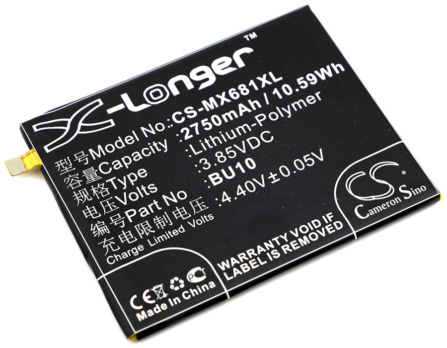 Meizu BU10 3.85V 2750mAh Li-Polymer mobiiltelefoni aku