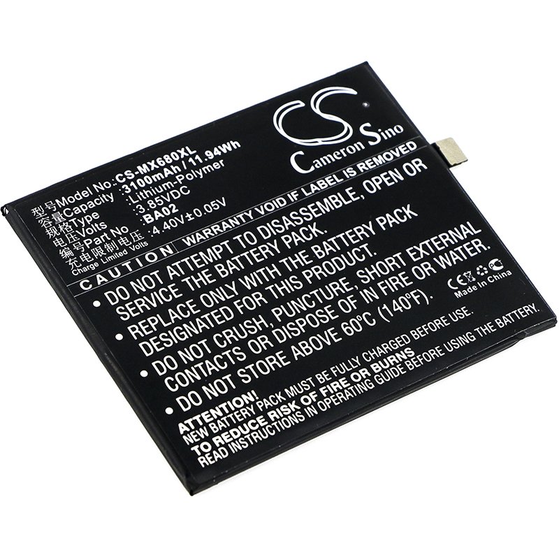 Meizu BA02 3.85V 3100mAh Li-Polymer mobiiltelefoni aku