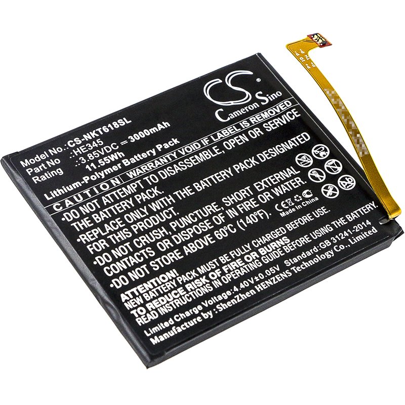 Nokia HE345 3.85V 3000mAh Li-Polymer Mobilephone akumulatoru