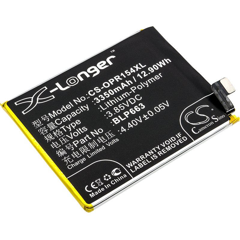 OPPO BLP663 3.85V 3350mAh Li-Polymer Mobilephone akumulatoru