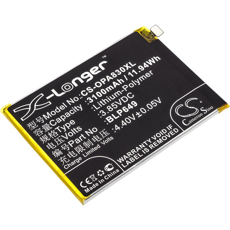 OPPO BLP649 3.85V 3100mAh Li-Polymer Mobilephone akumulatoru