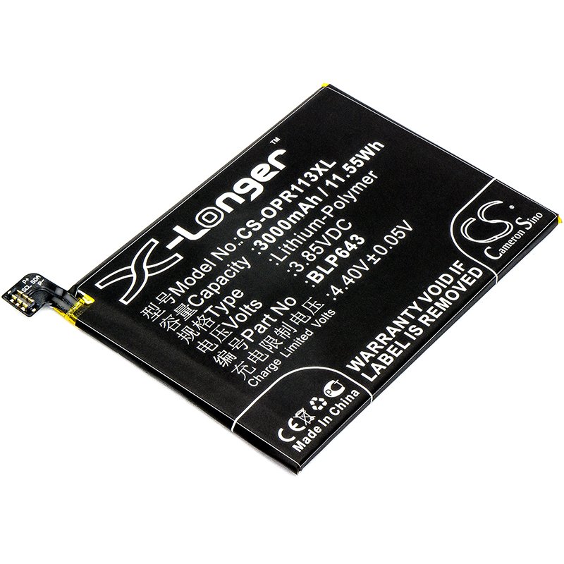 OPPO BLP643 3.85V 3000mAh Li-Polymer Mobilephone akumulatoru