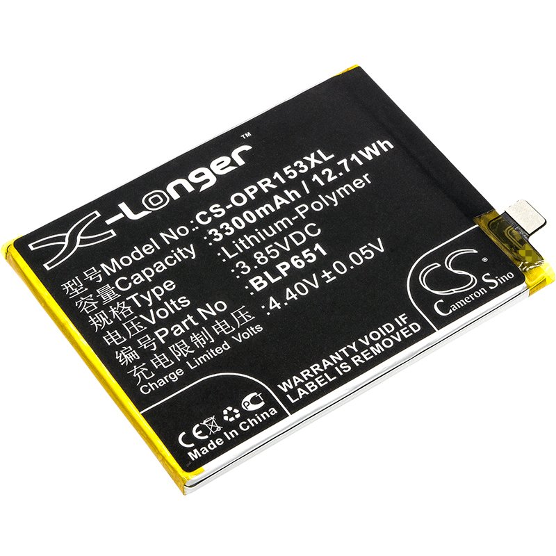 OPPO BLP651 3.85V 3300mAh Li-Polymer Mobilephone akumulatoru