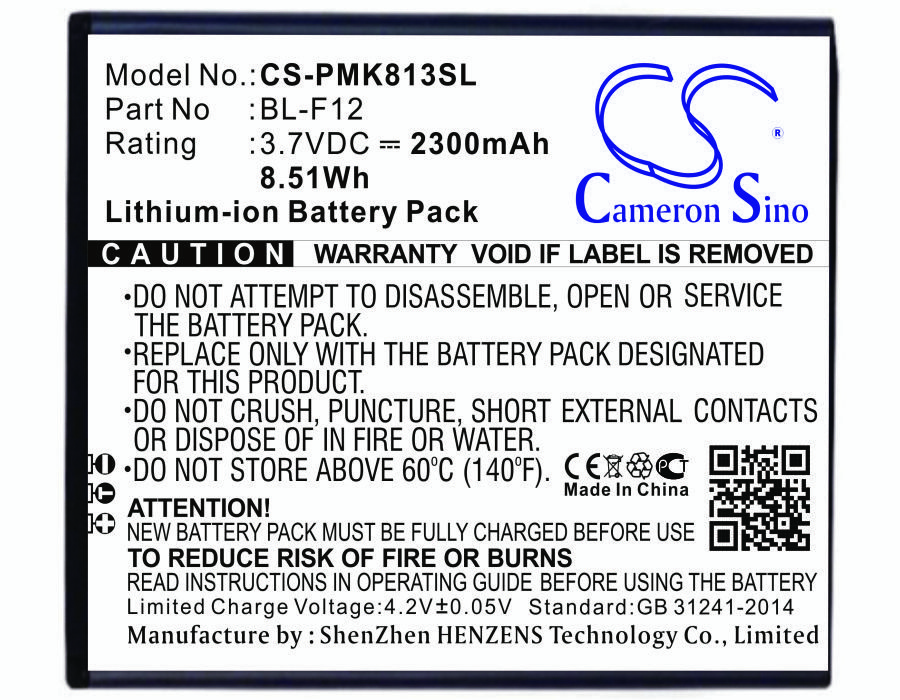 PHICOMM BL-F12 3.7V 2300mAh Li-ion Mobilephone akumulatoru