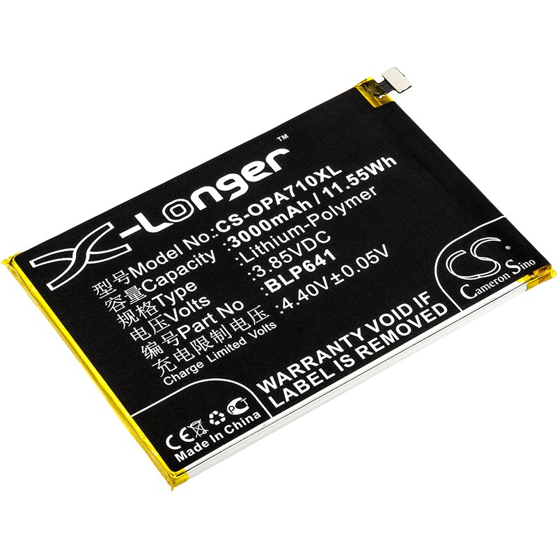 OPPO BLP641 3.85V 3000mAh Li-Polymer Mobilephone akumulatoru