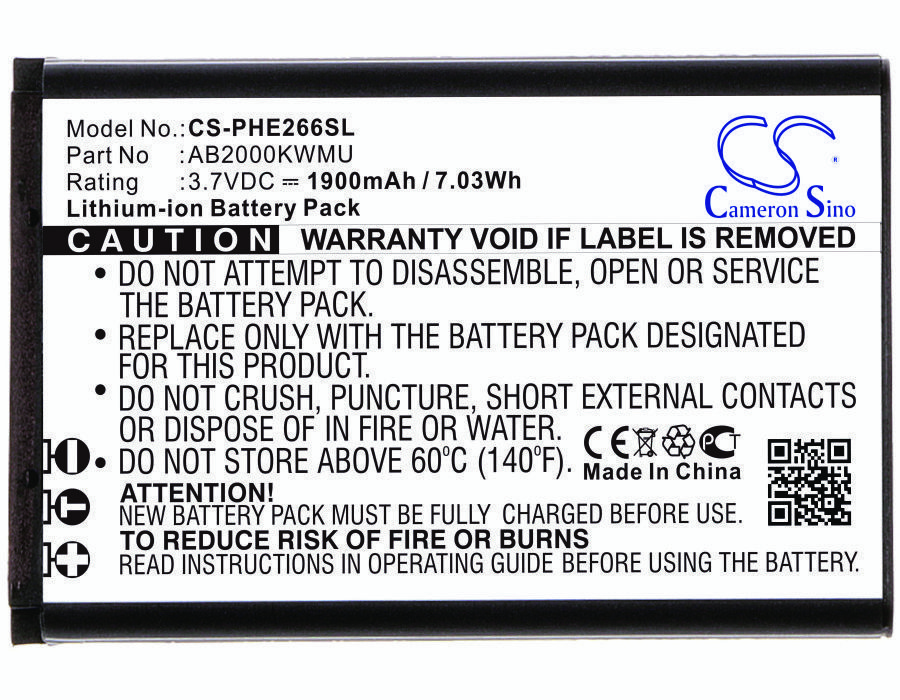Philips AB2000KWMU 3.7V 1900mAh Li-ion Mobilephone akumulatoru