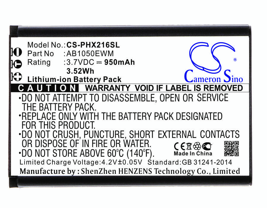 Philips AB1050EWM 3.7V 950mAh Li-ion Mobilephone akumulatoru