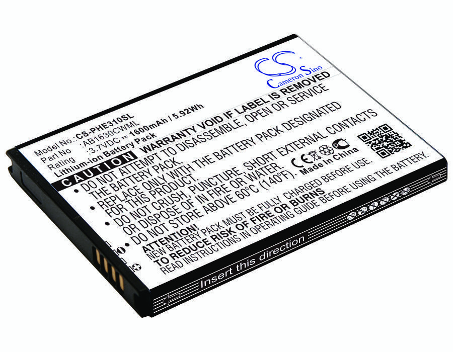 Philips AB1630CWML 3.7V 1600mAh Li-ion Mobilephone akumulatoru