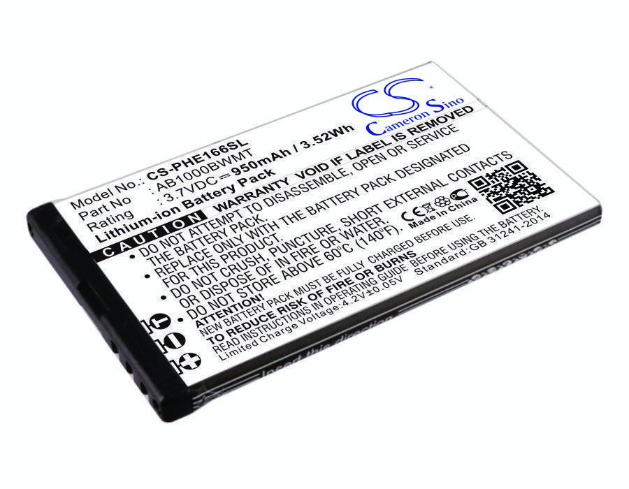 Philips AB1000BWMT 3.7V 950mAh Li-ion Mobilephone akumulatoru