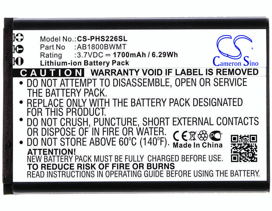 Philips AB1800BWMT 3.7V 1700mAh Li-ion Mobilephone akumulatoru