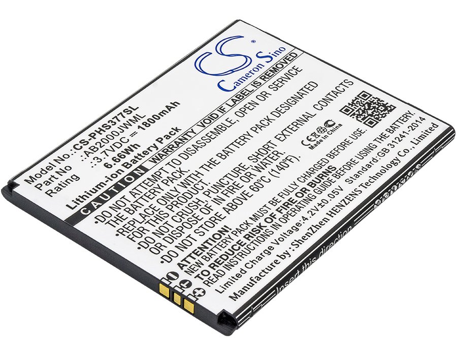 Philips AB2000JWML 3.7V 1800mAh Li-ion Mobilephone akumulatoru