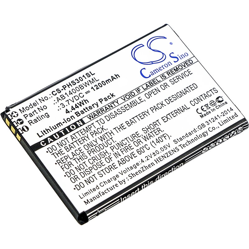 Philips AB1400BWML 3.7V 1200mAh Li-ion Mobilephone akumulatoru