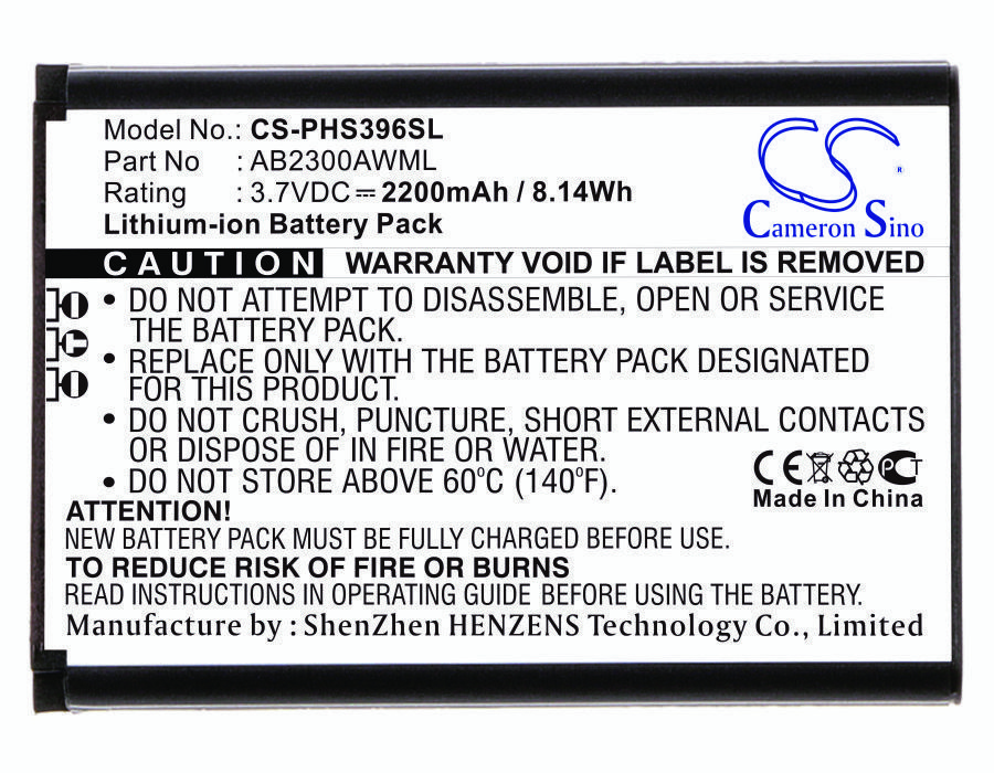 Philips AB2300AWML, AB2300AWMT 3.7V 2200mAh Li-ion Mobilephone akumulatoru