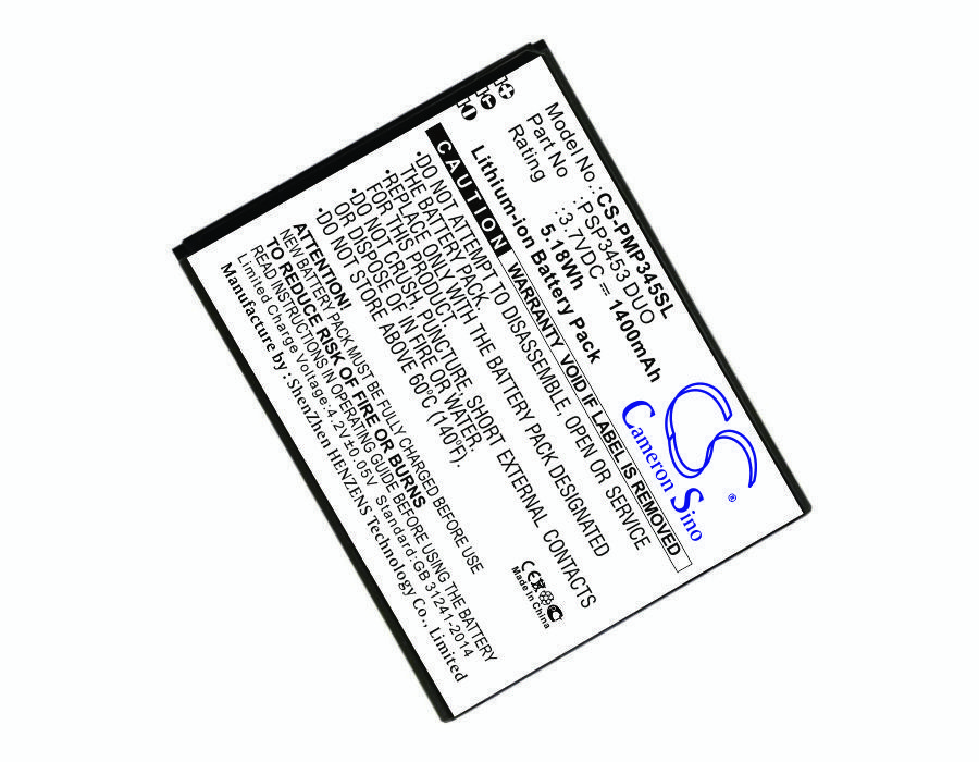 Prestigio PSP3453 DUO 3.7V 1400mAh Li-ion mobiiltelefoni aku