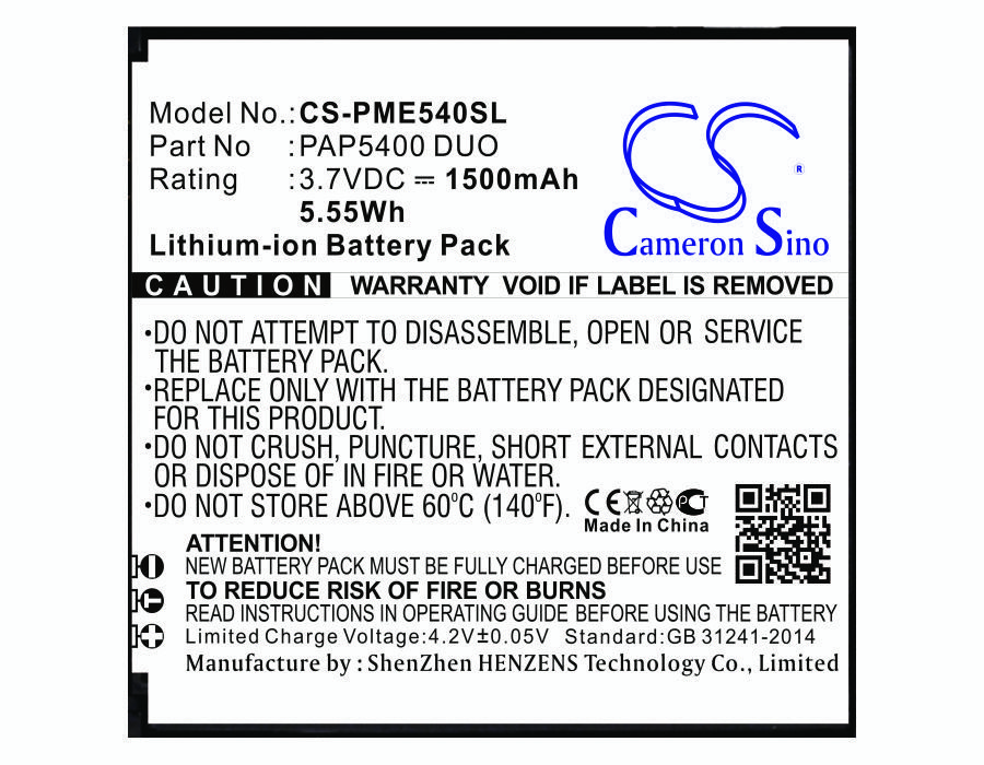 Prestigio PAP5400 DUO 3.7V 1500mAh Li-ion Mobilephone akumulatoru