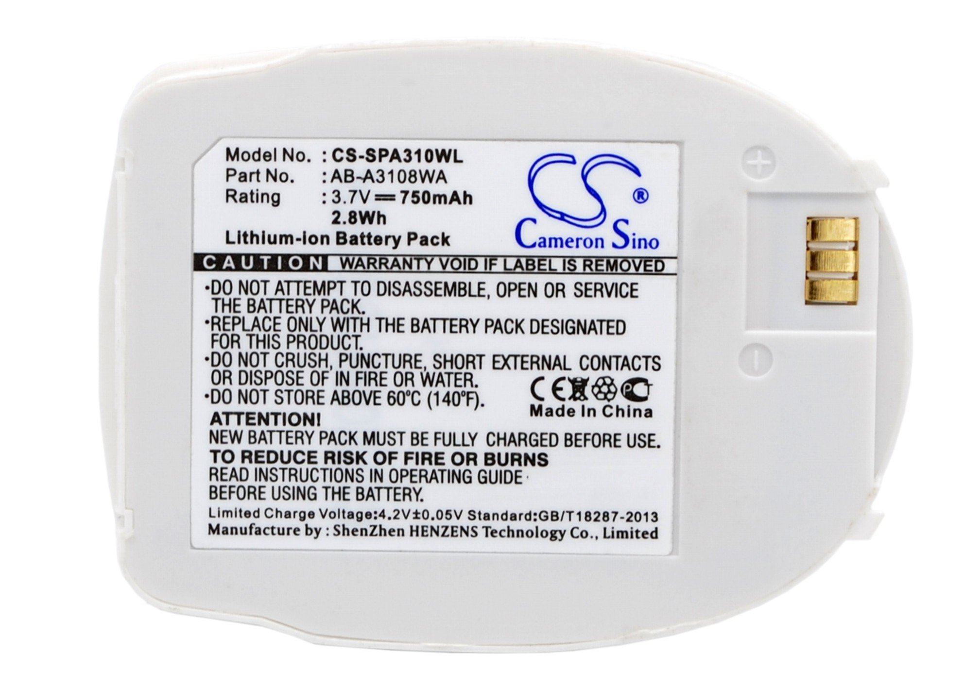 Samsung AB-A3108WA 3.7V 750mAh Li-ion mobile phone battery