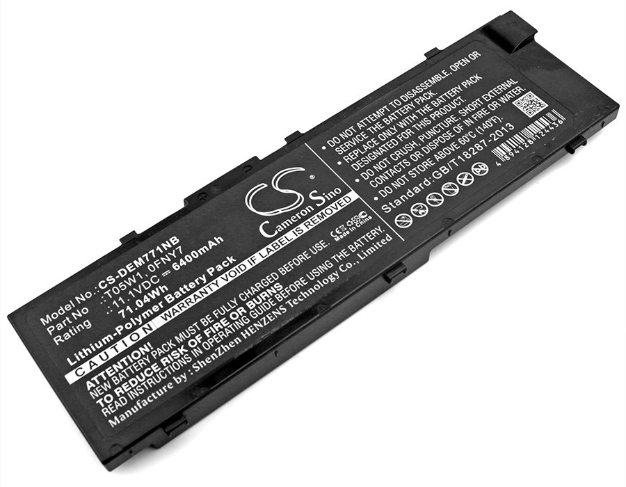 CS Laptop Battery  DELL 0FNY7, 451-BBSE, FNY7, GR5D3, T05W1 11.1V 6400mAh Li-Polymer