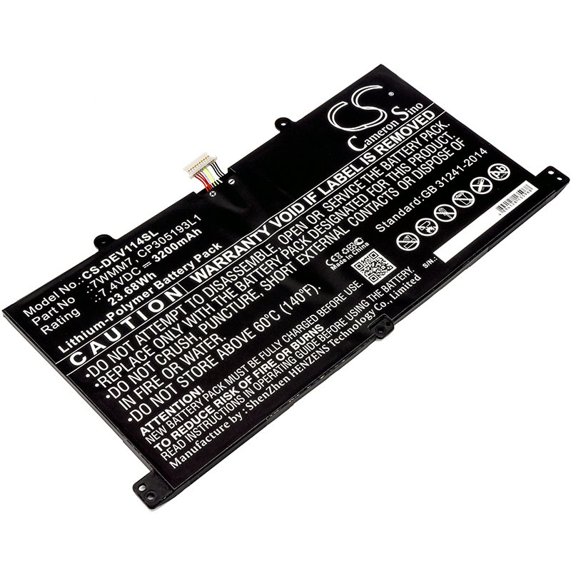 DELL 7WMM7, CP305193L1, DL011301-PLP22G0 7.4V 3200mAh Li-Polymer Tablet aккумулятор
